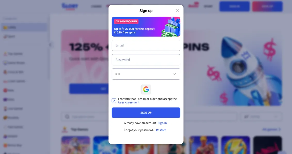 How to Register at Glory Casino Online